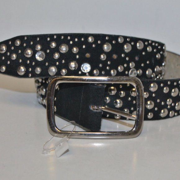 New Leather Crystal Handset Studded Belt - Picture 3 of 9